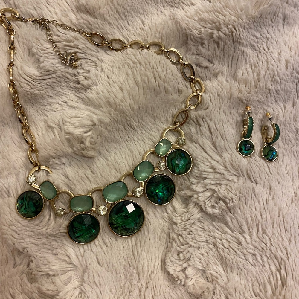 Necklace and earrings.